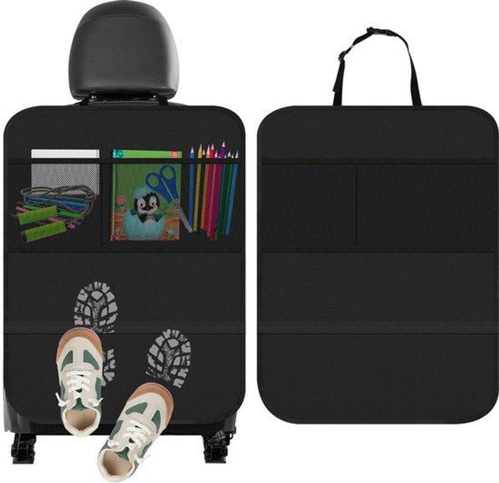 Kindererüttung für den Rücksitz 70x50 cm, Auto-Stuhlbeschützer mit 2 großen Taschen, Oxford-Stoff verhindert Schmutz auf der Autositzbank