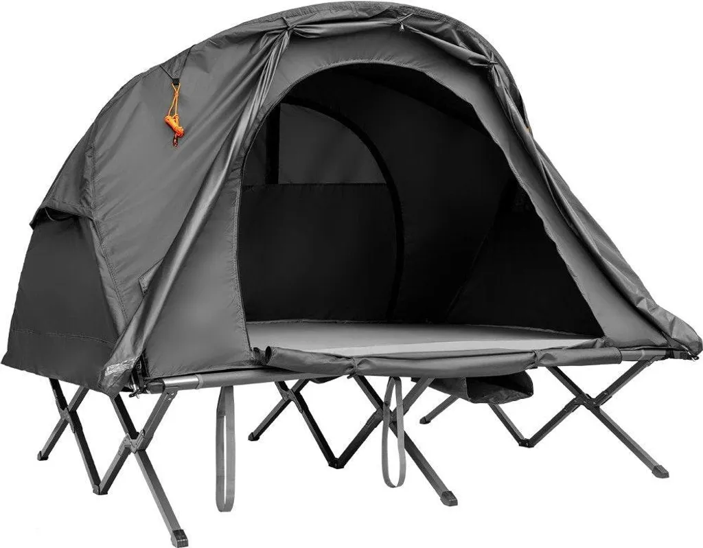 Pack camping 2 personnes complet : tente, matelas et housse 194 x 146 cm gris