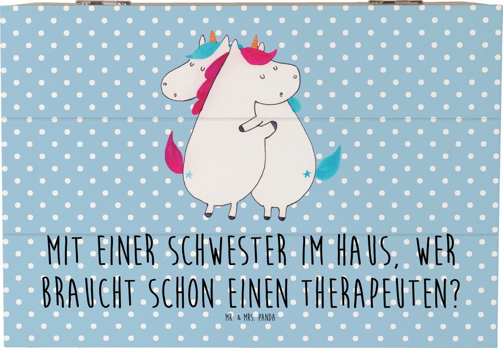 Mr. & Mrs. Panda Box Schwester Glück 22 x 15 cm - Blau Pastell - Geschenk, Truhe, Schatulle, persönliche Erinnerungen, Geburtstage, fotobox, scha...
