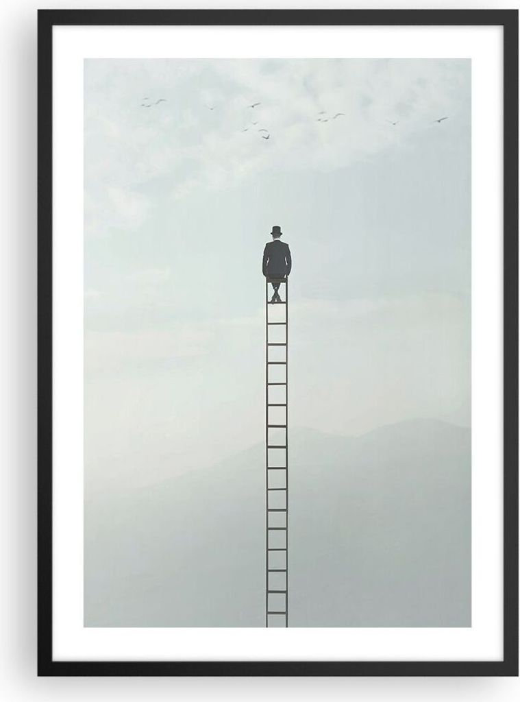 Gerahmtes Poster - Schwarzer Rahmen - Leiter Himmel Symbol Produktbild 