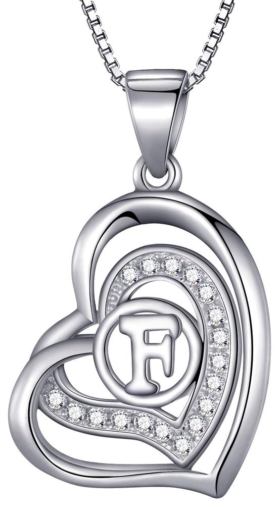 Morella® Damen Halskette Herz Buchstabe F 925 Silber Produktbild 