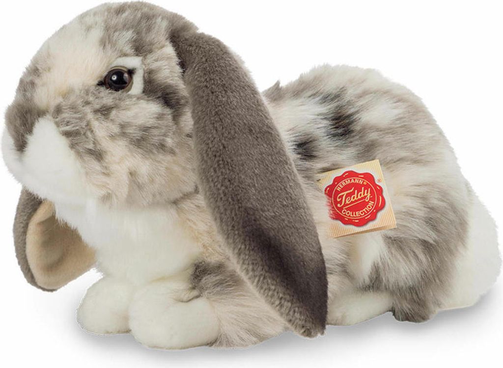 Królik baran leżący szaro-biały 30 cm Zdjęcie produktu 