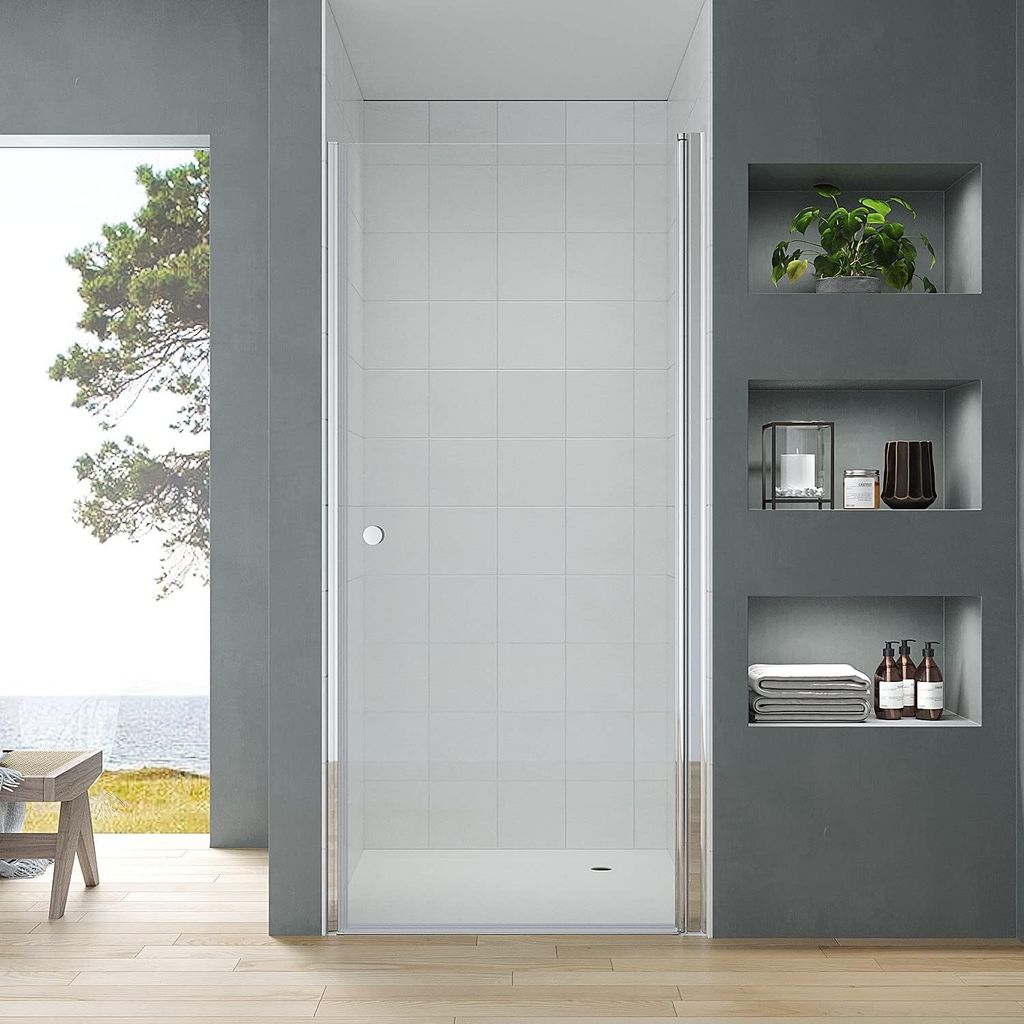 70 x 187 cm Duschtür Nischentür Dusche Duschabtrennung Glas Pendeltür Duschkabine rahmenlos Duschwand Schwingtür mit Aluminium-Wandprofil