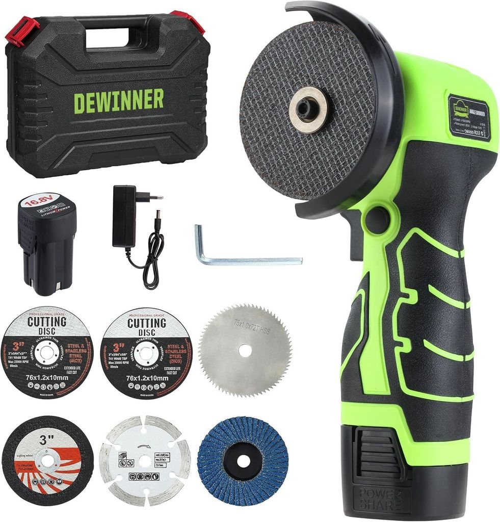 DEWINNER Meuleuse d'Angle Sans Fil 19 500 RPM - Disqueuse Image du produit 
