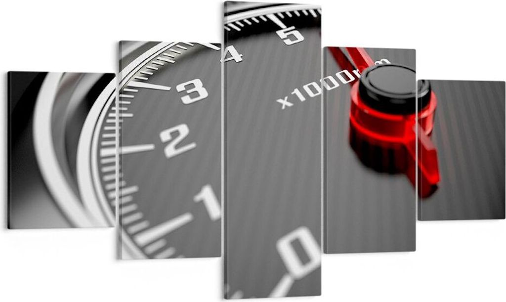 Bild auf Leinwand - Leinwandbild - Tachometer Auto Pfeil - 125x70cm - Wand Bild - Wanddeko - Leinwanddruck - Bilder - Kunstdruck - Wanddekoration -...