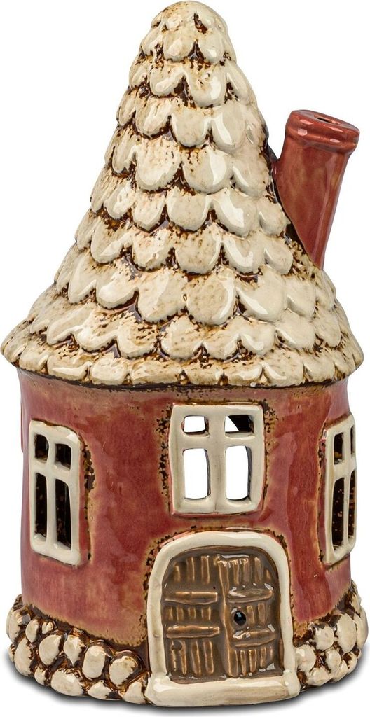 formano Windlicht Haus 13 x23 cm Steinzeug Handbemalt Teelicht Haus Deko Laterne