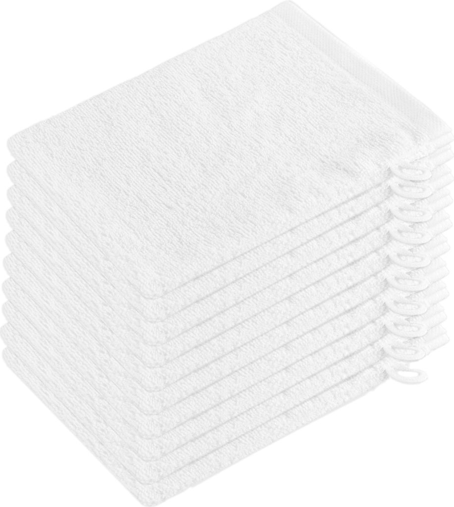 10er Set Waschhandschuhe, 100% Baumwolle, 16x21 cm, weiß Produktbild 