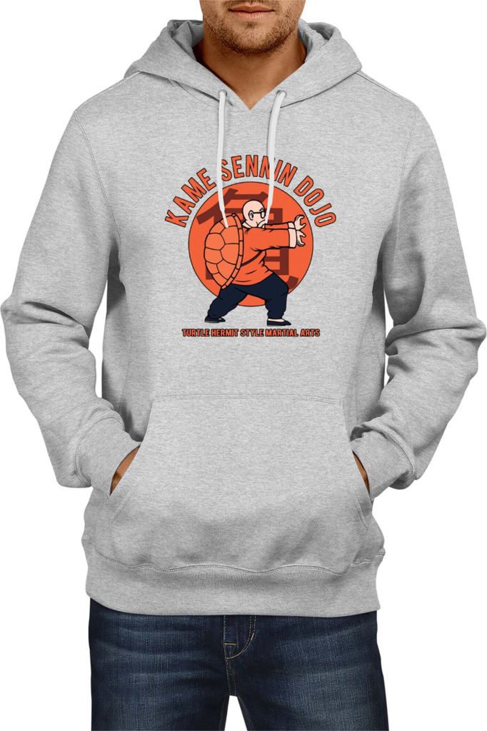 Herren Kapuzenpullover Dragon Anime Manga Ball Z Master Roshi 016, Man 2XL / Grau