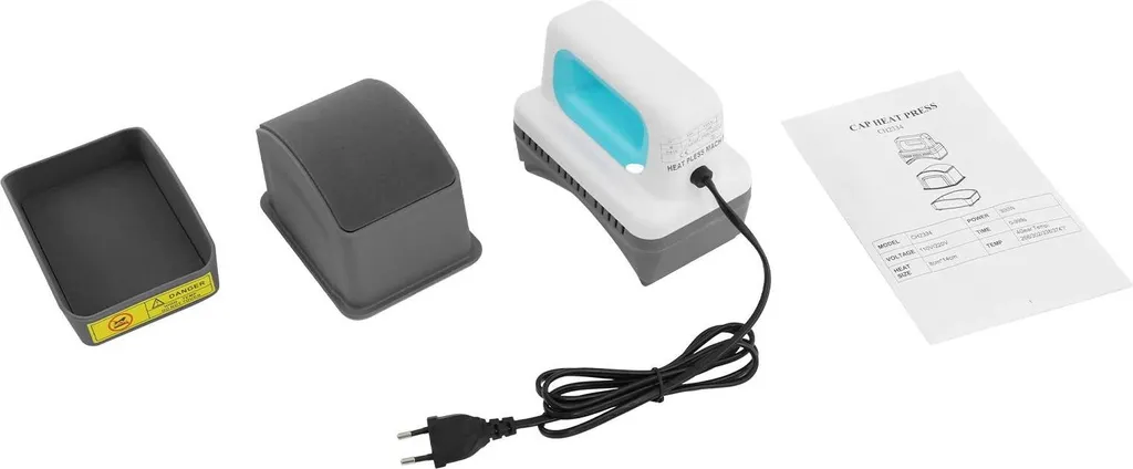 Presse à casquettes et bonnets 300W avec 4 niveaux de température 190°C