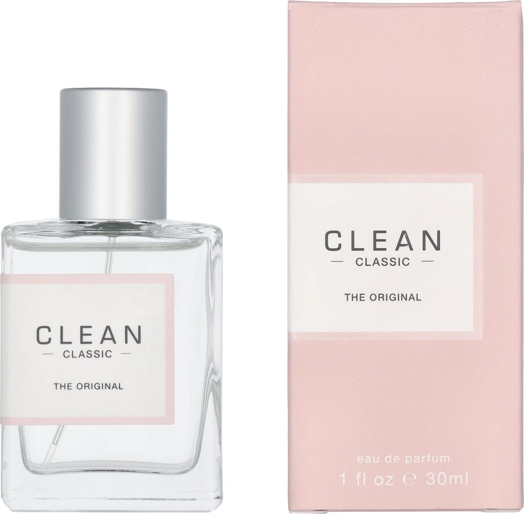 A perfume bottle and its packaging are displayed against a white background.