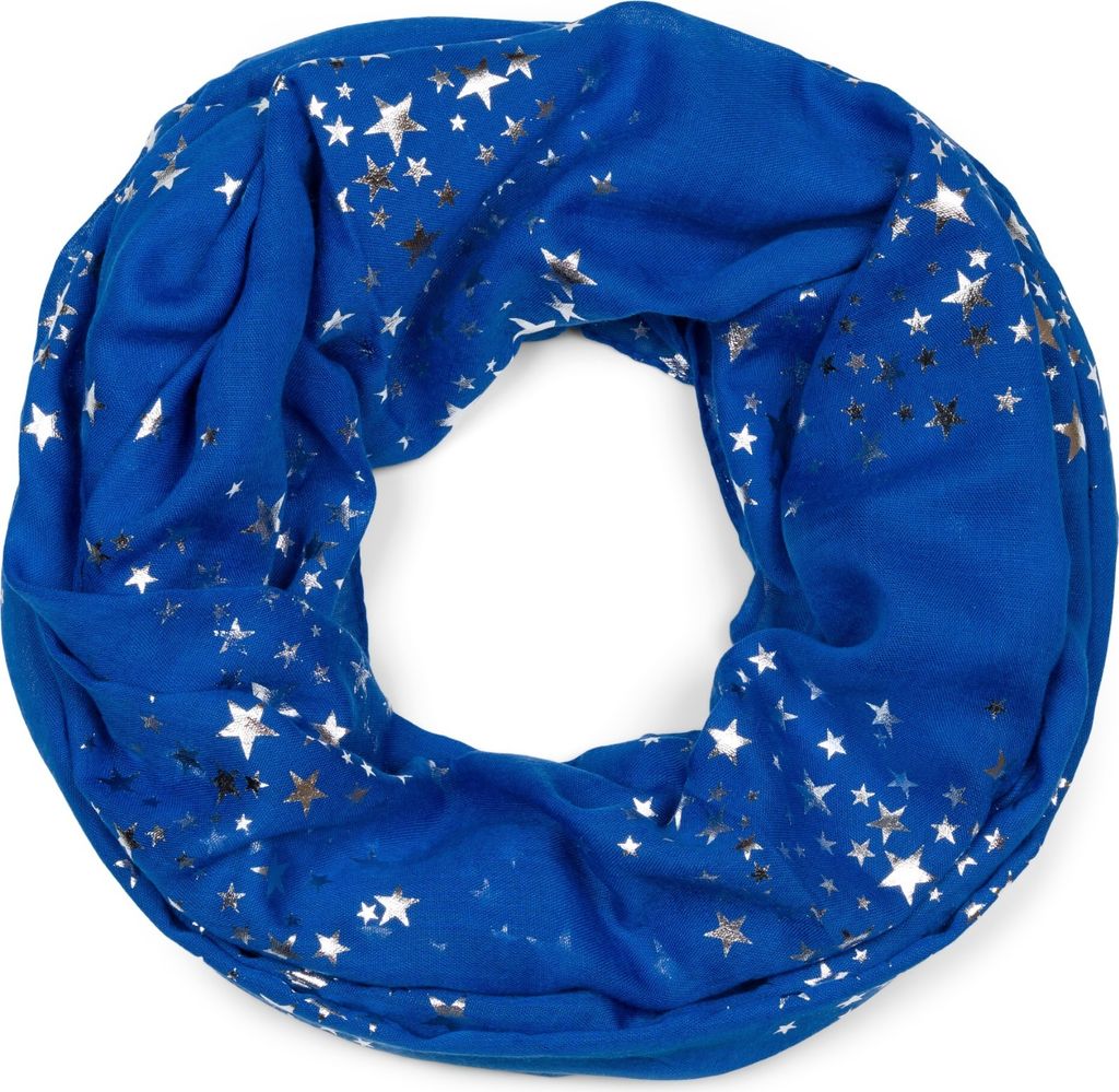styleBREAKER Damen Loop Schal mit Metallic Sterne Print | Glitzer Schlauchschal ca. 89 x 75 cm | Leichter Rundschal für Frühjahr & Herbst
