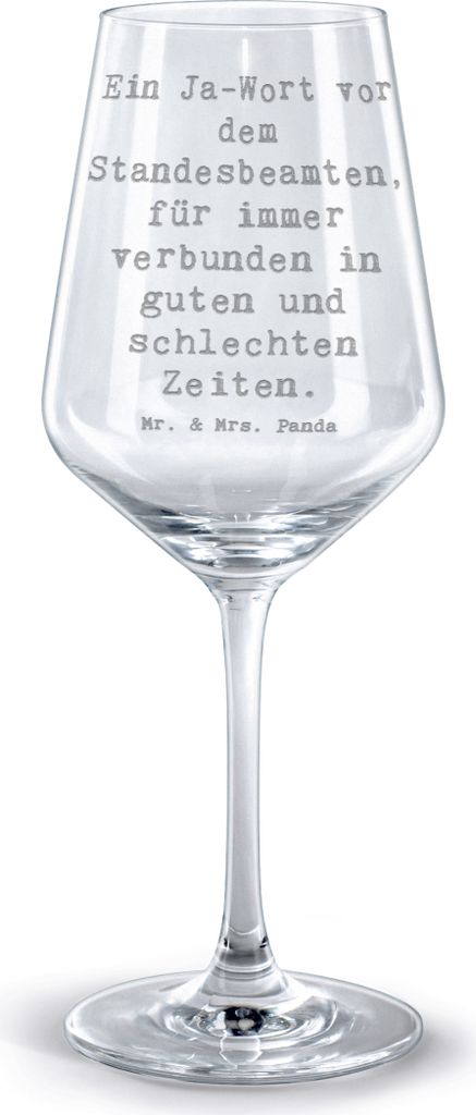 Mr. & Mrs. Panda graviertes Weinglas Spruch Standesamtliche Trauung Versprechen - Transparent - Geschenk, graviert, rechtlich, Standesbeamter, Kelc...