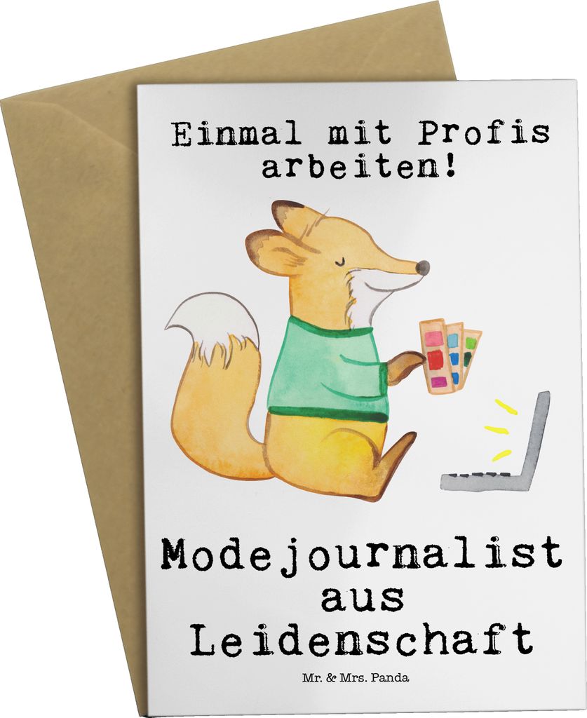 Mr. & Mrs. Panda Grußkarte Modejournalist Leidenschaft - Weiß - Geschenk, Ausbildung, babykarte, Redakteur, Lustig, einladungskarten, osterkarte,...