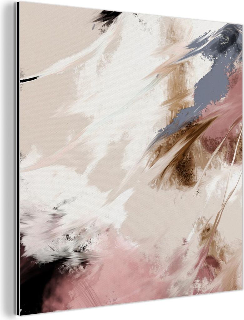 MuchoWow Wanddekoration Metall Metallbild Wandkunst 20x20 cm Farbe - Abstrakt - Rosa - Weiß MuchoWow Aluminium Gemälde - Alu Dibond Bilder