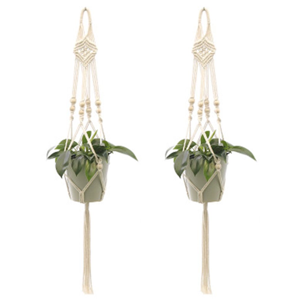 2 Stück Makramee Blumenampel Baumwollseil Hängeampel, Blumentopf Hängend Pflanzen Halter Aufhänger Pflanzenhalter für Innen Außen Decken Balkone
