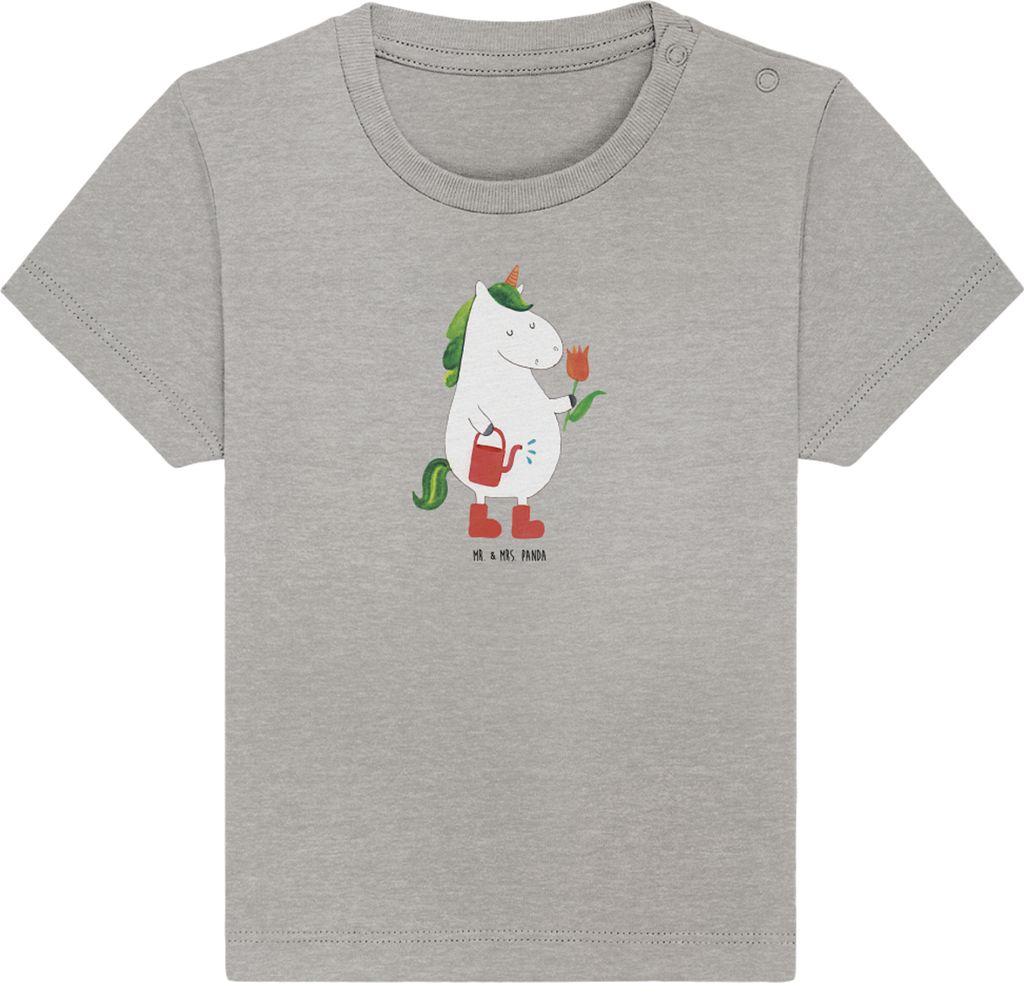 Mr. & Mrs. Panda Organic Baby Shirt Einhorn Gärtner 6. - 12. Monat - Heather Grey - Geschenk, Öko T-Shirt, Kleinkind, , Einhörner, Unicorn, Gies...