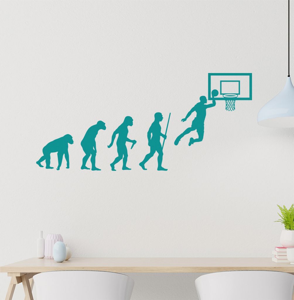 Basketball Spiel Evolution Wandtattoo Wandaufkleber Wall Sticker - Dekoration, Küche, Wohnzimmer, Schlafzimmer, Badezimmer
