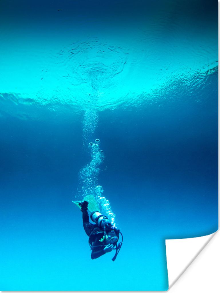 MuchoWow Poster Ein Taucher taucht ab 60x80 cm - Schlafzimmer Dekoration