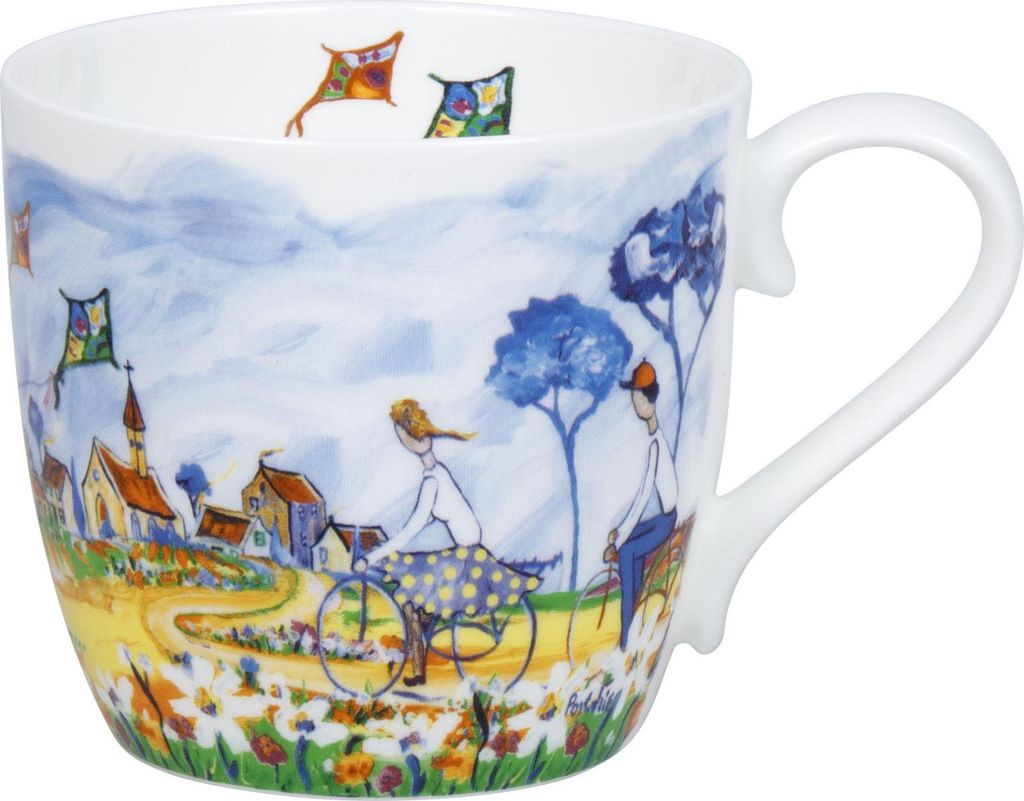KÖNITZ 1120572995 Becher Kites and Cycling by Portchie 425 ml aus Bone China Porzellan