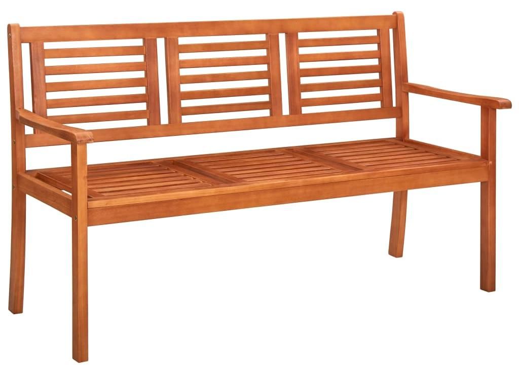 vidaXL 3-Sitzer-Gartenbank mit Auflage 150 cm Massivholz Eukalyptus