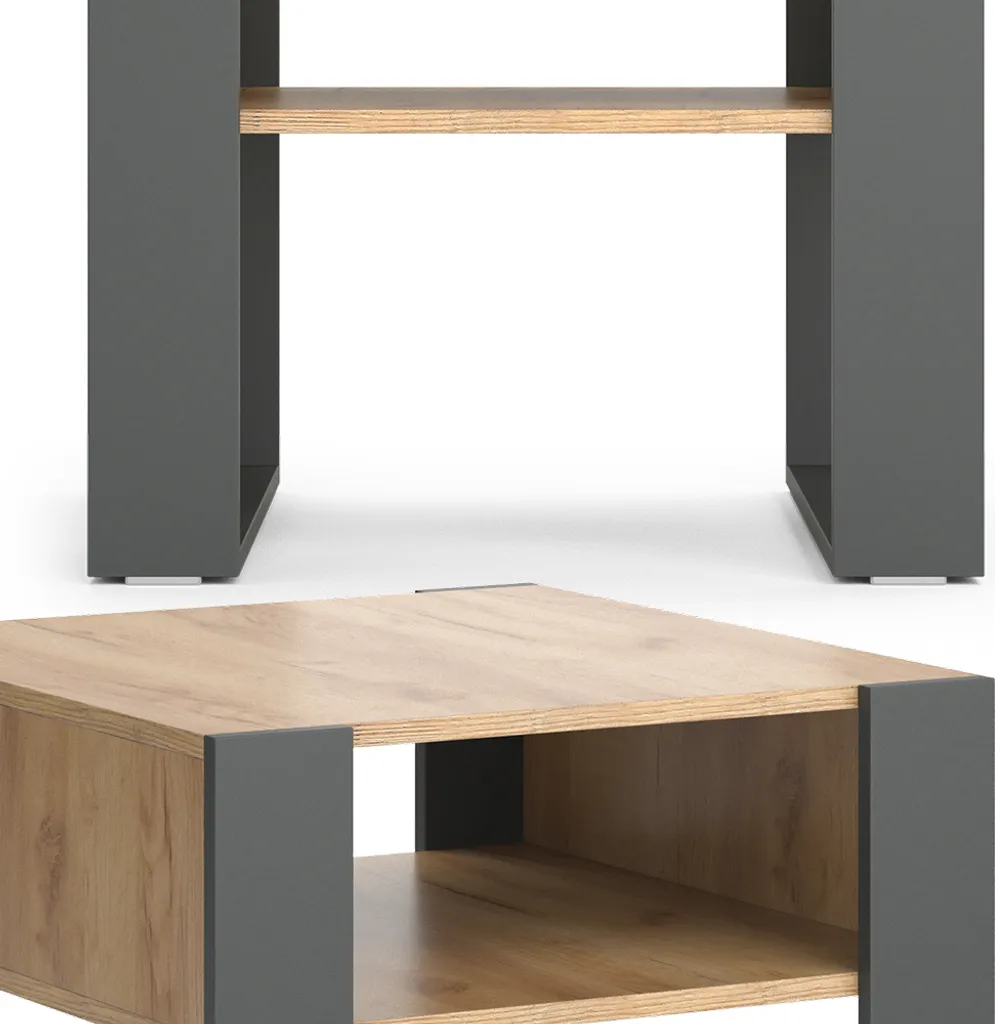 Petite table basse anthracite Vicco 59.2x50.6cm, finition mate durable - 6
