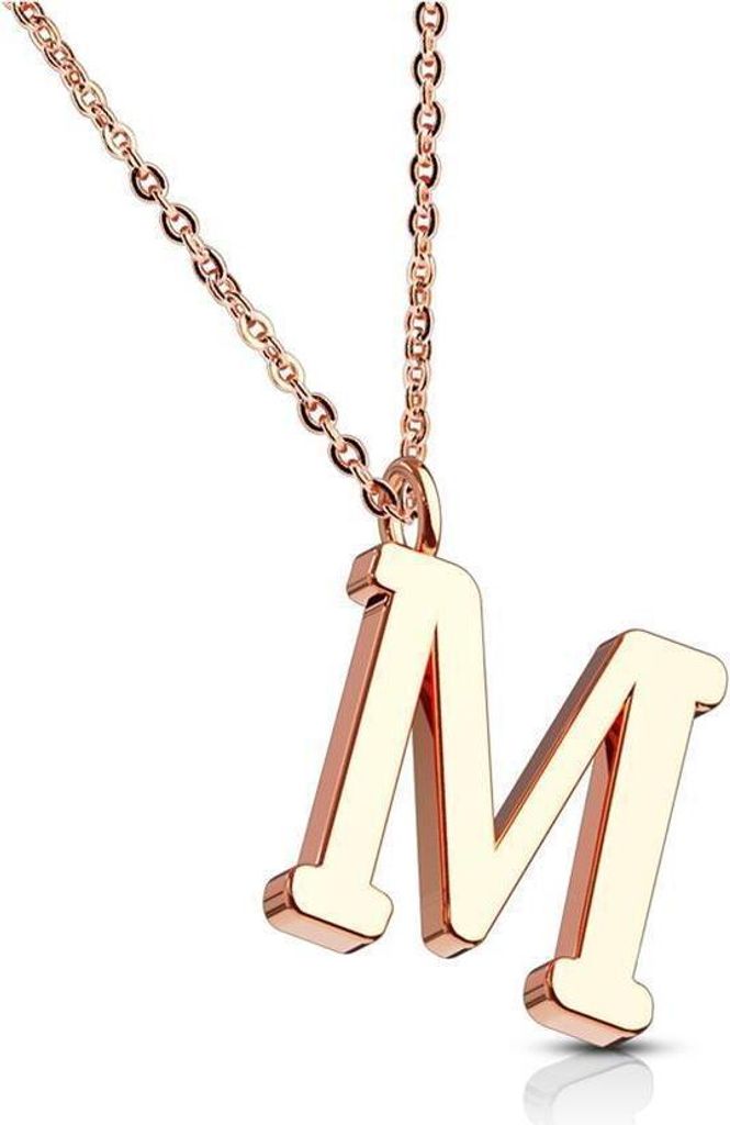 M - Kette Buchstaben Anhänger Rosegold aus Edelstahl Damen M