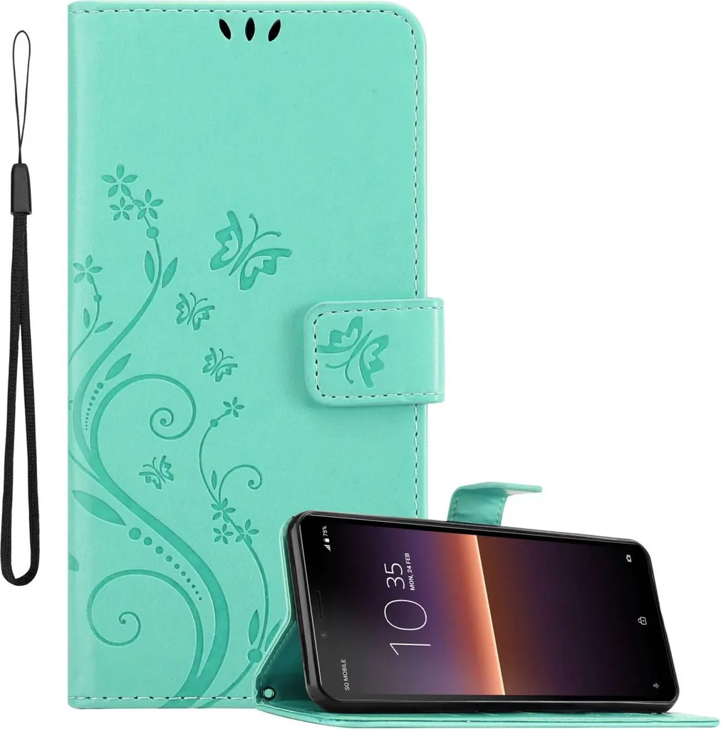Sony Xperia 10 II Cover Turchese Floreale: Flip Case Magnetica e Stand