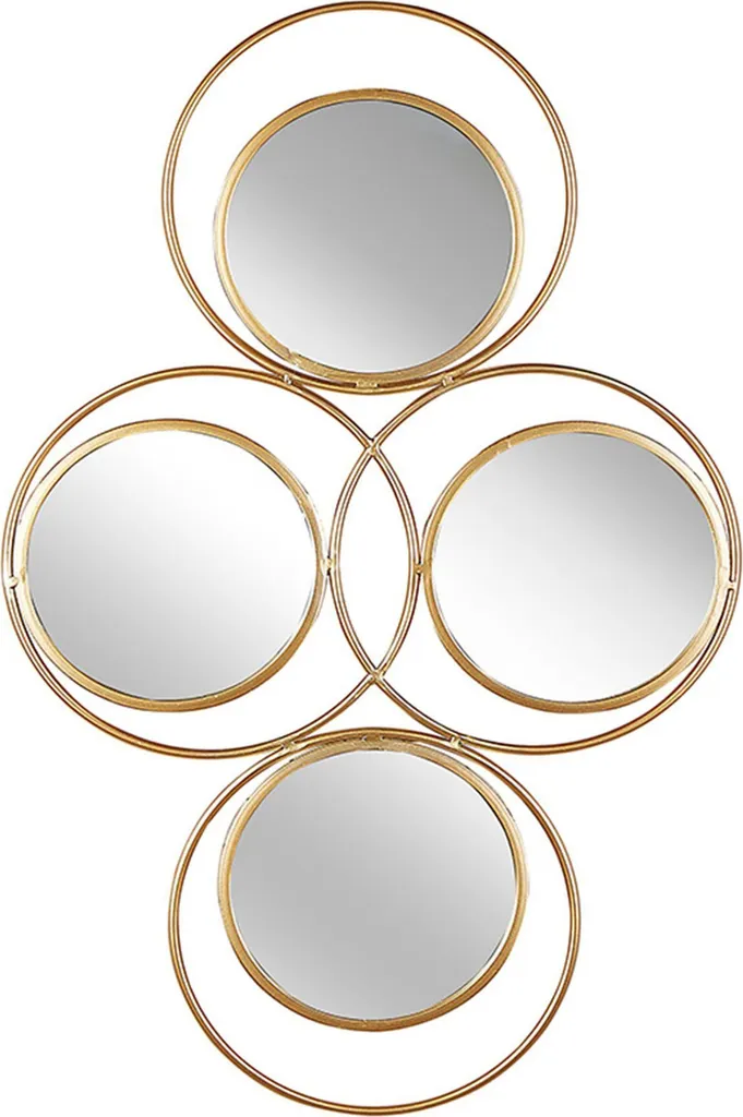 Lot de 4 miroirs rectangulaires dorés 50 x 80 cm pour décoration murale