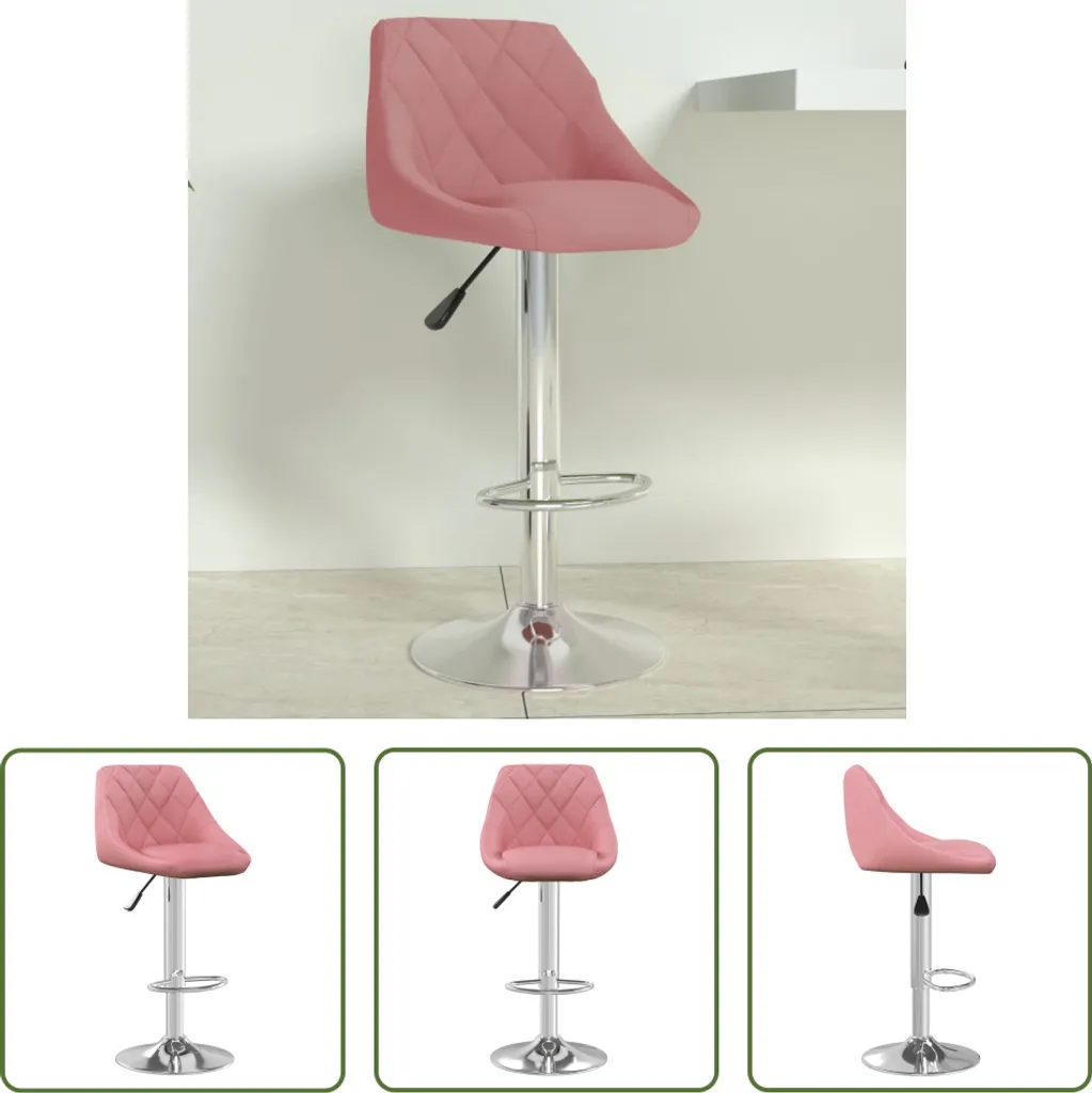 The Living Store Sgabello da bar Velluto rosa
