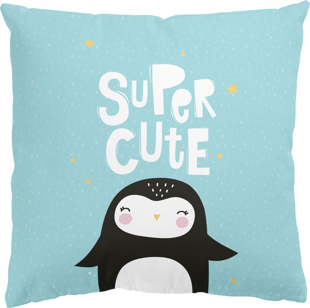 Dekokissen Tiere drinnen / Indoor Zierkissen Canvas waschbar Design blau Illustration Sofakissen mit Füllung