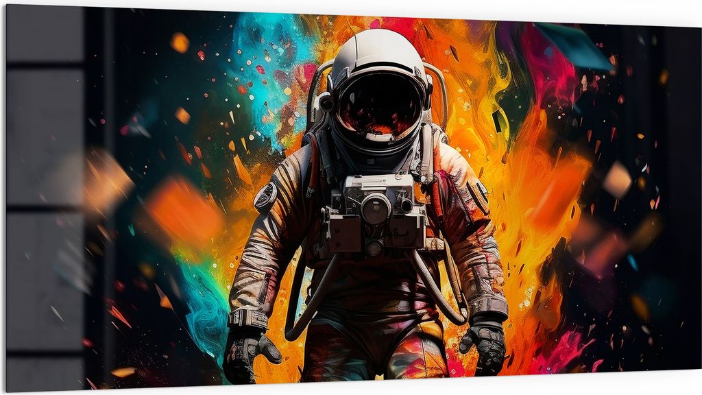 DEQORI Küchenrückwand Glas 100x50 cm 'Kosmische Reise' Spritzschutz Bad Rückwand Küche