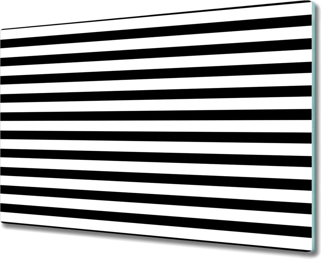 Glas-Herdabdeckplatte Glaskeramikkochfeld-Abdeckung - 80x52 cm - Weiße und schwarze Streifen