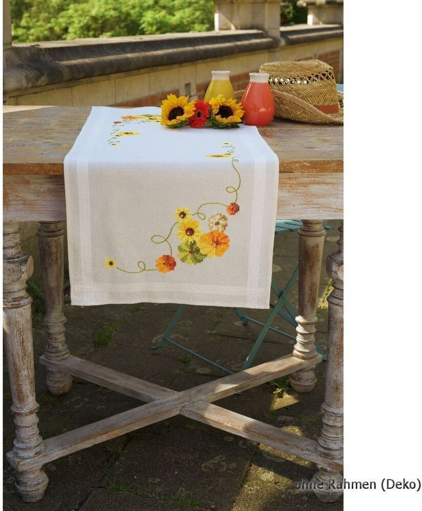 Auslaufmodell Vervaco Bedruckter Tischläufer Sonnenblumen & Kürbis