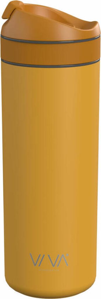 VIVA Recharge Pro Trinkbecher, mit Presseinsatz, Thermobecher, Isobecher, Edelstahl, Gelb, 460 ml, V82052