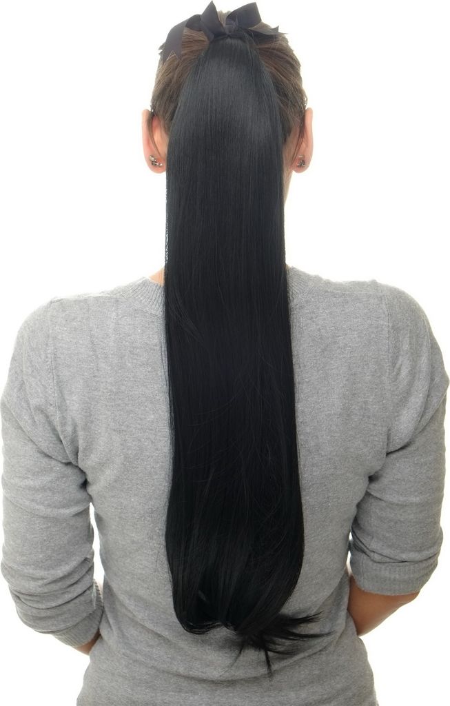 WIG ME UP Haarteil Zopf Kamm & Band Schwarz D13001-1 Produktbild 