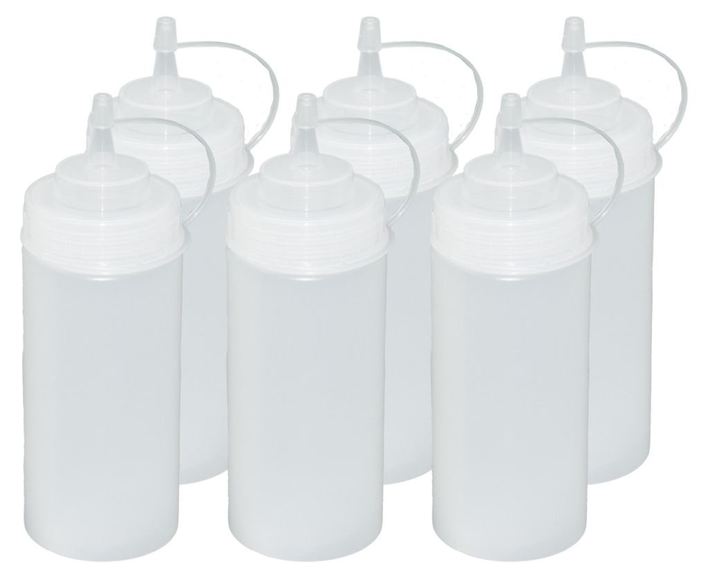 6 Stück transparente Quetschflaschen 0,49 Liter Produktbild 