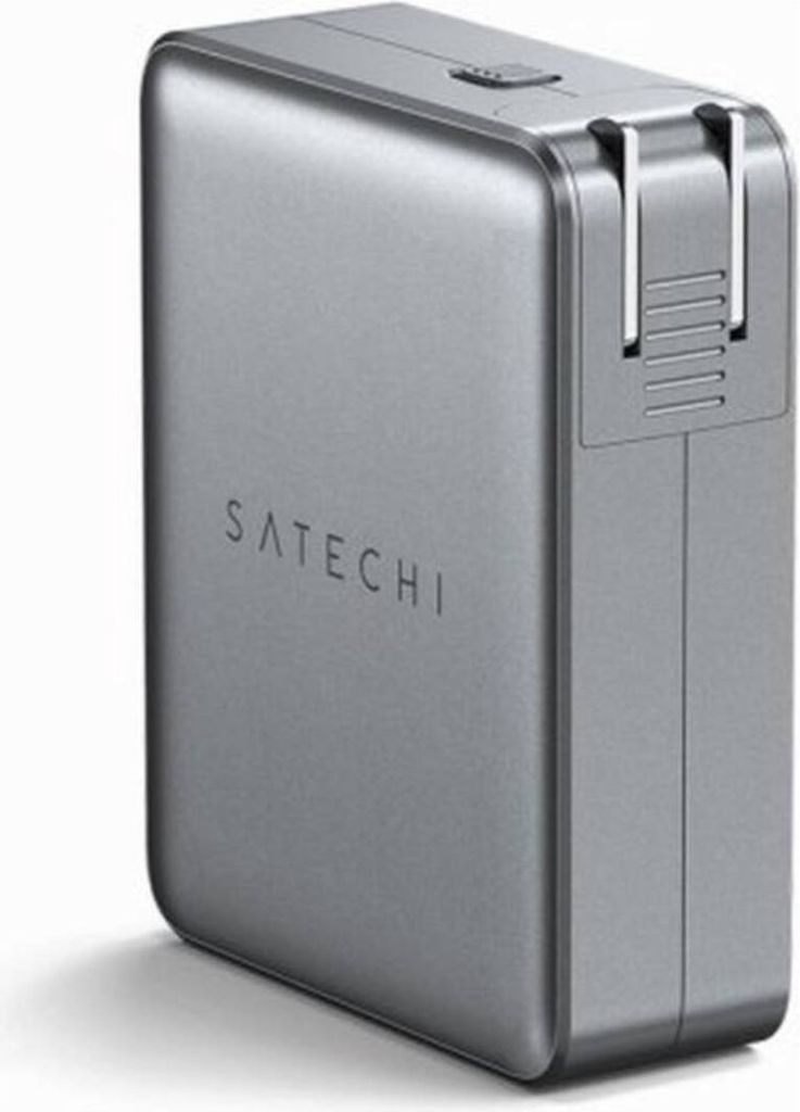 A Satechi USB-C 4-port GaN travel charger is shown against a white background.