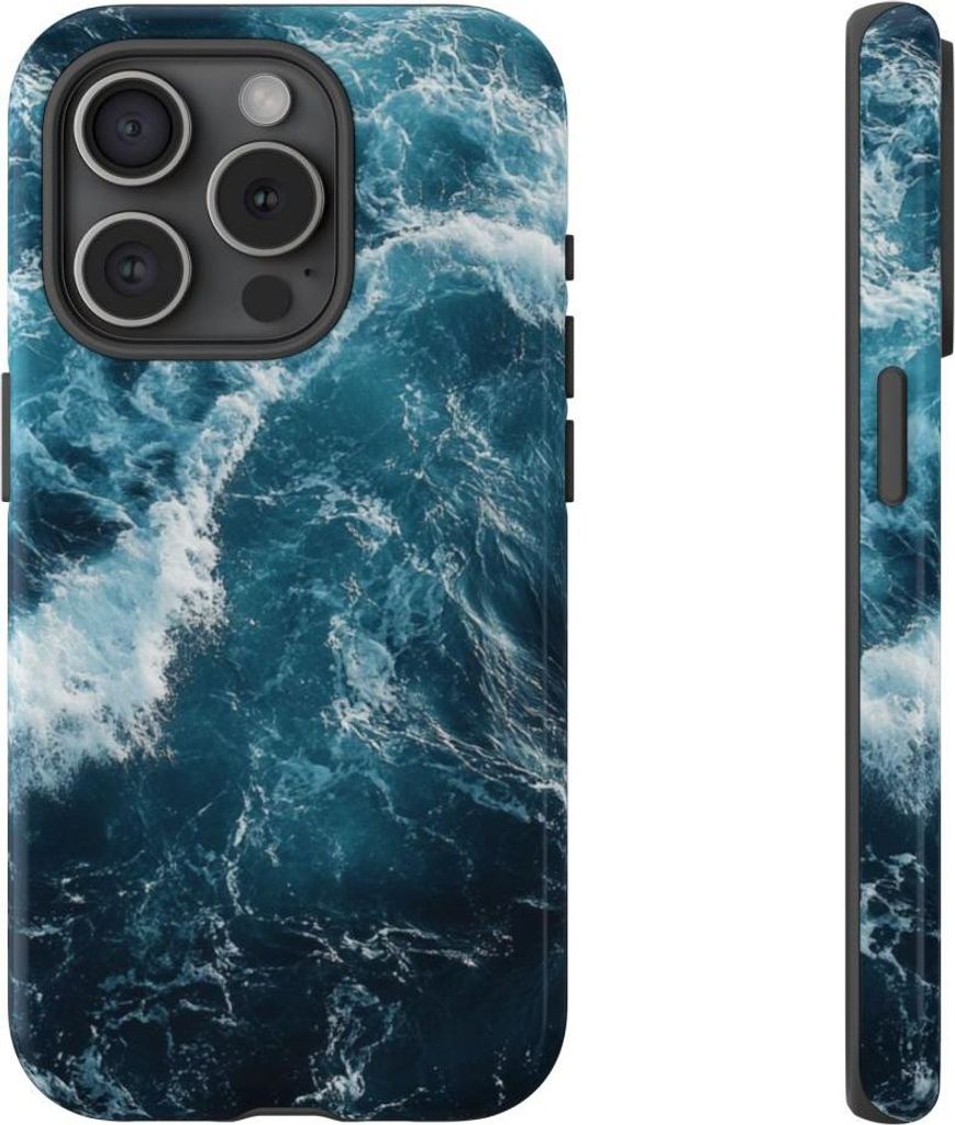 Tosende Ozeanwellen in Tiefblau – Hülle Kompatibel mit iPhone 15 Pro