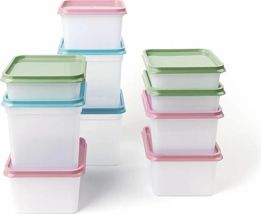 Set di barattoli da freezer Amuse - barattoli da conservazione 10 pezzi - trasparenti - rosa verde blu