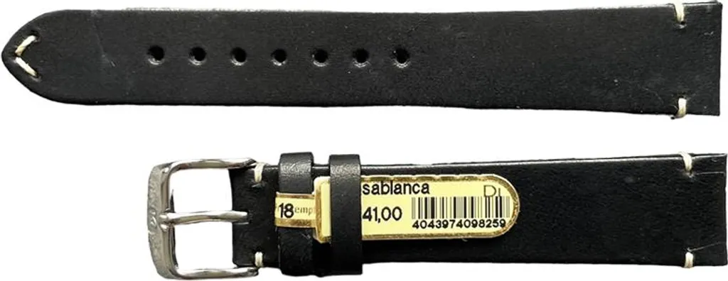Bracelet de Remplacement 18 mm Casablanca Cuir Noir Anti-Irritation