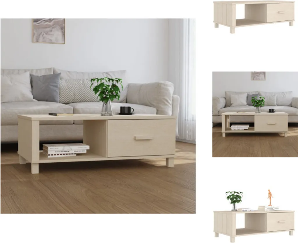 vidaXL Credenza HAMAR marrone miele 100x55x35 cm in legno di pino massiccio - Tavolini da salotto