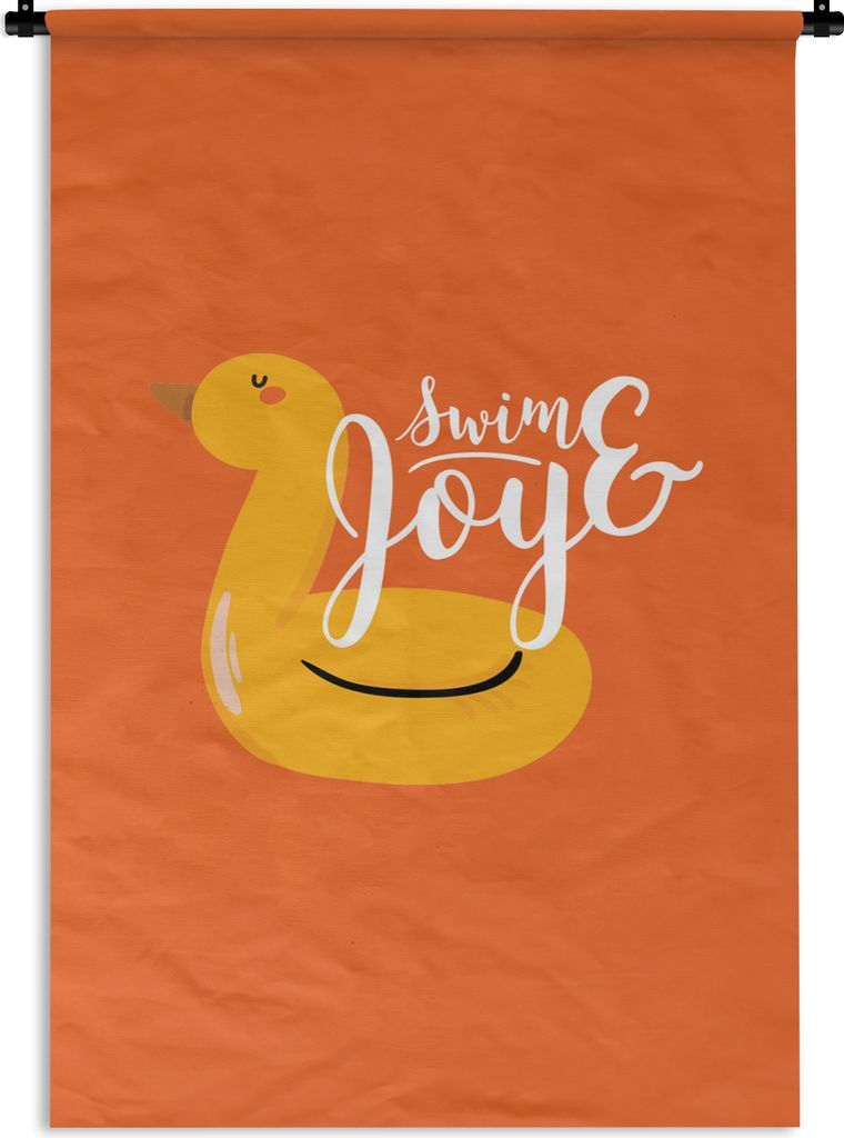 MuchoWow Wandteppich Wandbehang Orange - Gelb - Schwimmband 60x90 cm Tapisserie Dekoration Wandtuch - Foto-Teppich - Abwaschbar