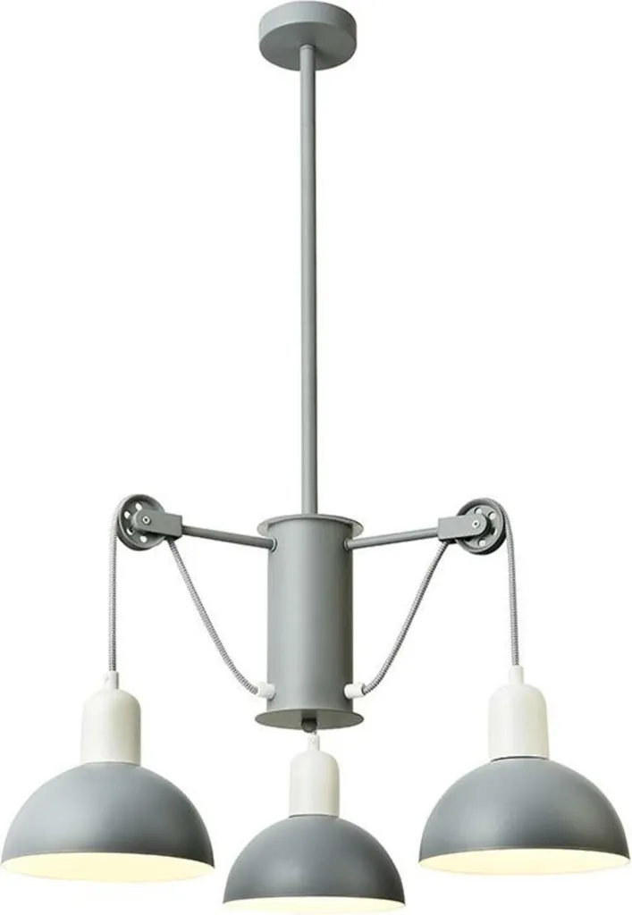Suspension pour Table de Repas Luminaire Gris Blanc 3XE14 Métal D58cm