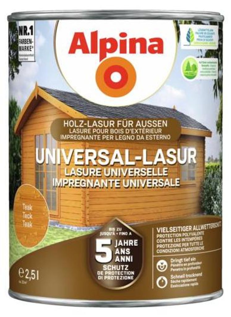 Alpina Universal-Schutz Teak 2,5 Liter seidenmatt Produktbild 