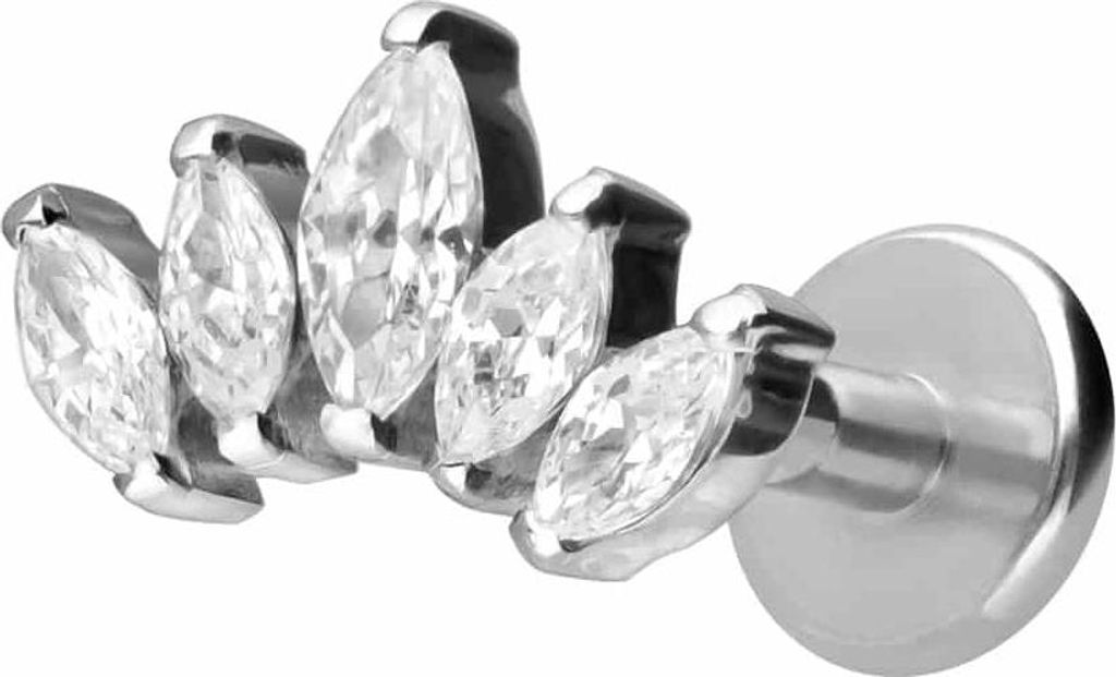 Ohrpiercing, Nasenpiercing Titan Labret mit Innengewinde LOTUSBLÜTE Silber Stablänge: 5mm | Stabstärke: 1,2mm