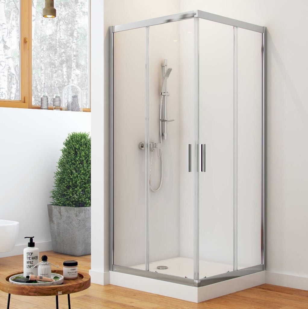 ECOLAM Duschkabine 80 x 80 x 190 cm Viereck Schiebetür Dusche Klarglas 6 mm Clean Control Chrom
