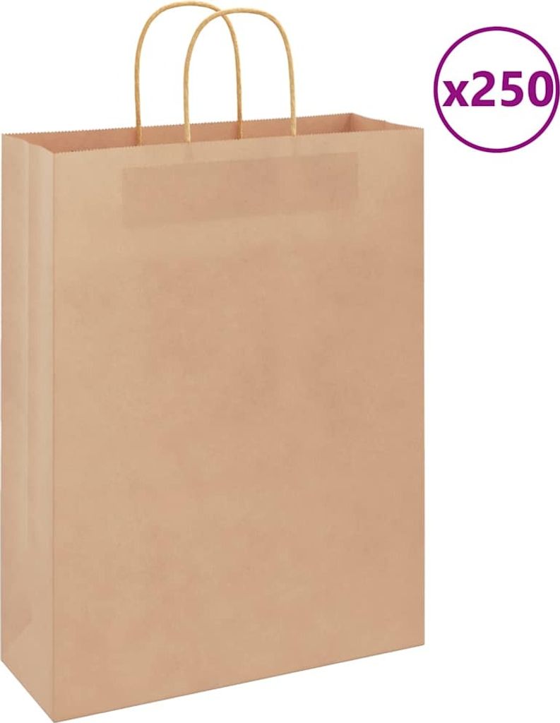 Papiertragetaschen 250 Stk. mit Henkeln Braun 32x12x42 cm
