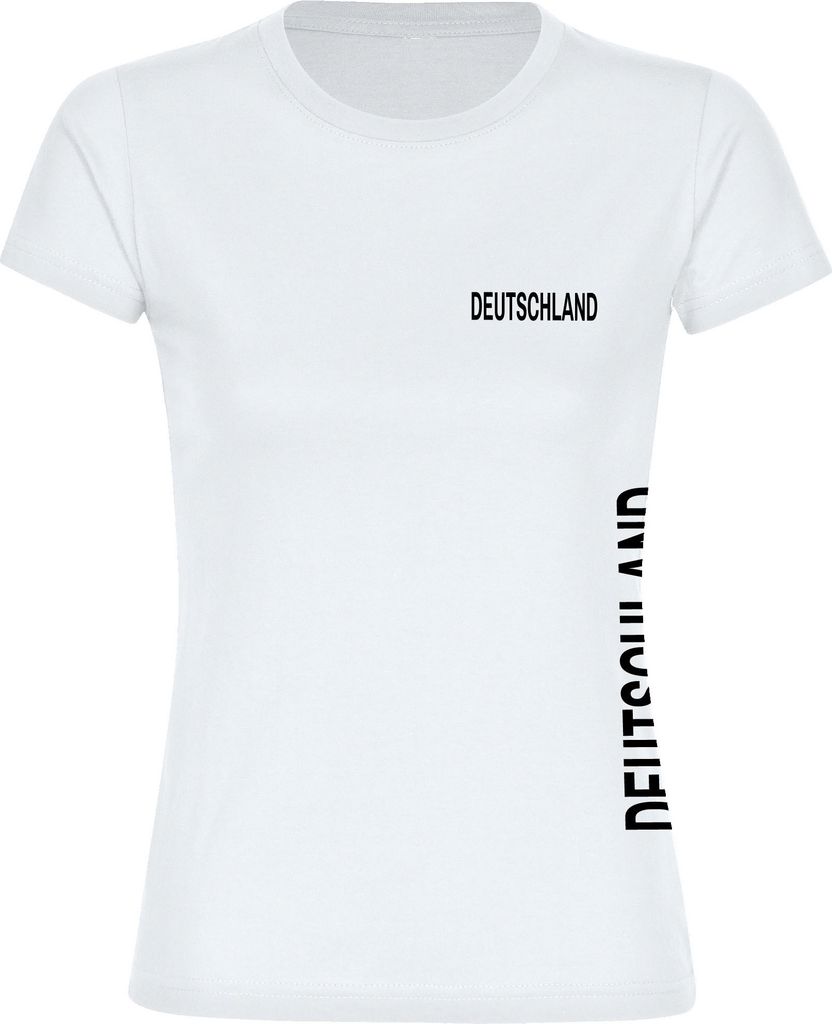 multifanshop Damen T-Shirt - Deutschland - Brust & Seite, weiß, Größe M