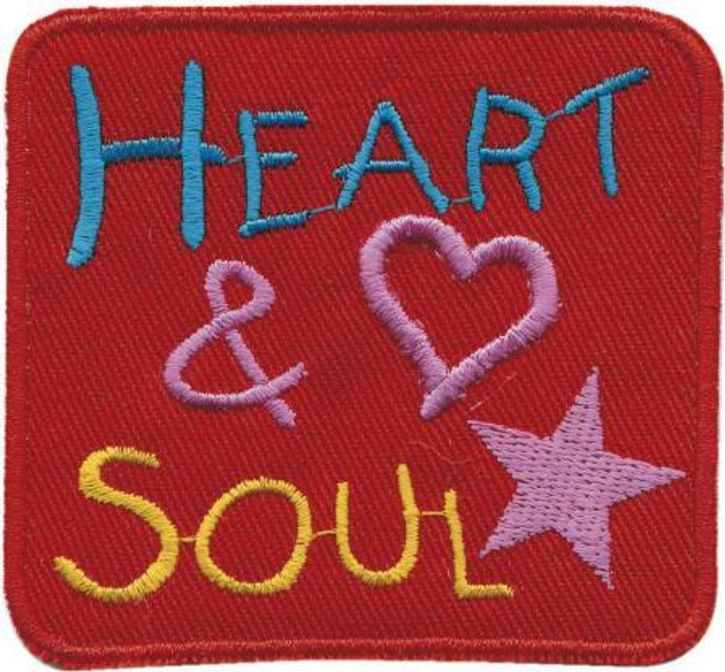 Aufnäher - Heart & Soul - 01932 - gr. ca. 8 x 8 cm - Patches Stick Applikation