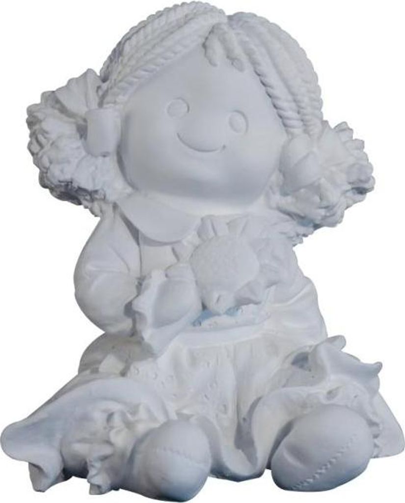 Ismare Keramiek Deko Mädchen mit Blume buntes Keramikfigur